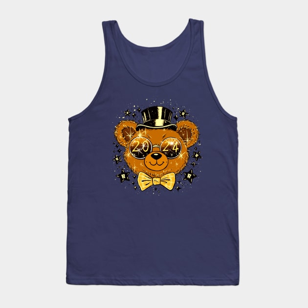 Happy New Bear! Gold Variant Tank Top by Rudy Resonates